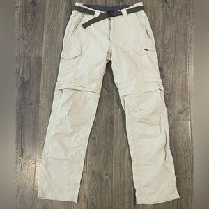 Men’s Columbia Convertible Nylon Cargo Pants Shorts 30x32 Omni Shade Beige Clean